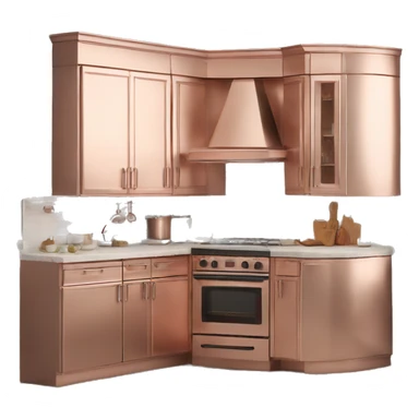 Realistic rose gold corner kitchen with cabinets.  sticker