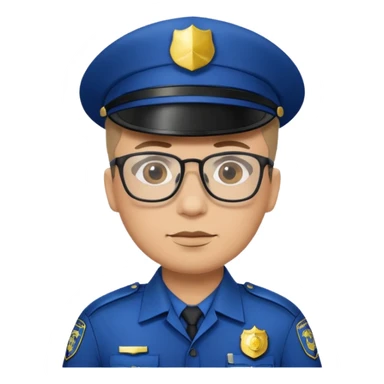 police officer man with glasses, wearing uniform sticker