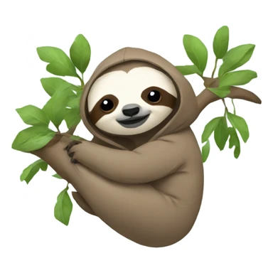 sloth with a hoodie holding a kitten in a tree sticker