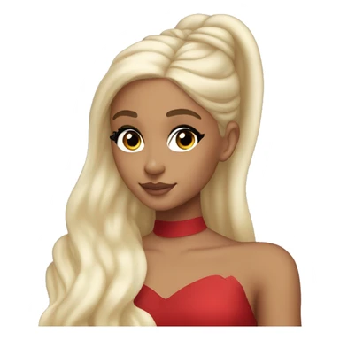 ariana grande, blonde hair, red dress, ethereal posing sticker