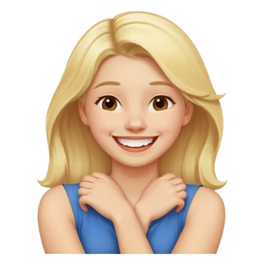 girl laughing with her arms crossed around her neck  sticker