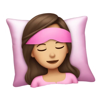 A brunette girl sleeping and wearing a pink sleep mask  sticker