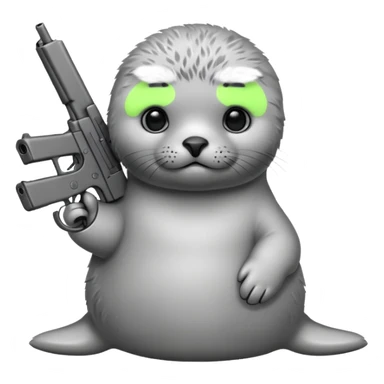 Baby seal with two guns sticker
