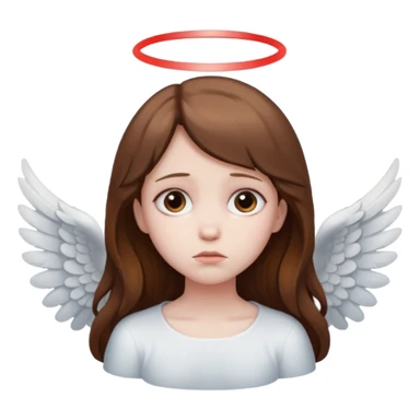 brown hair girl angel, sad sticker