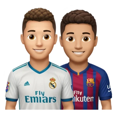 Prime noodle hair ronaldo and prime 2012 messi Smiling in one Photo and make it realistic Ronaldo wearing Number 7 With Madrid and Messi wearing number 10 with barca  sticker