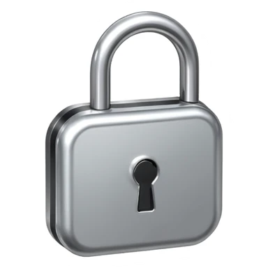 Chrome silver lock emoji, iOS emoji style, smooth metallic surface, rounded edges, reflective highlights, minimalistic sticker