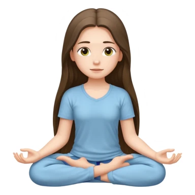 pretty white brunette teen long hair with hazel eyes meditating sticker