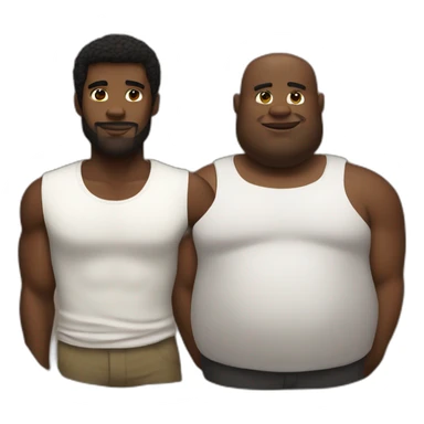 Muscular black man and fat white man in love sticker