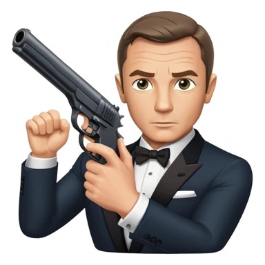 James Bond in iconic gun barrel pose, 007 agent sticker