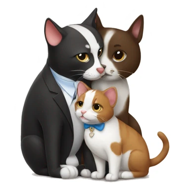 A tuxedo cat and a brown staff dog hugging  sticker
