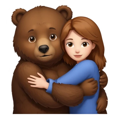Woman loving a big  bear sticker