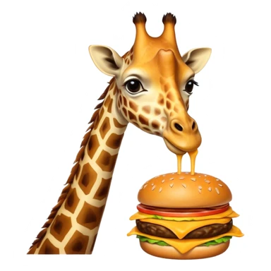 A giraffe eating a cheeseburger sticker
