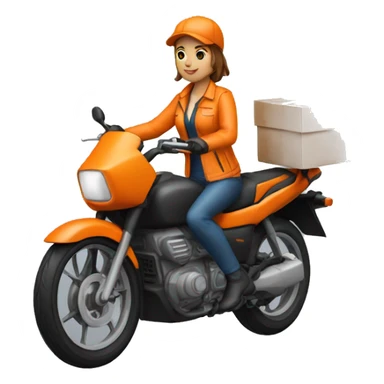 Delivery woman motorcycle orange jacket sticker