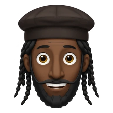 Jewish man emoji with long dread black hair on the sides and jewish judaism hat, long big nose and crooked teeth sticker