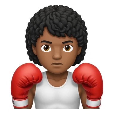 Boxer , with a curly black mullet haircut sticker