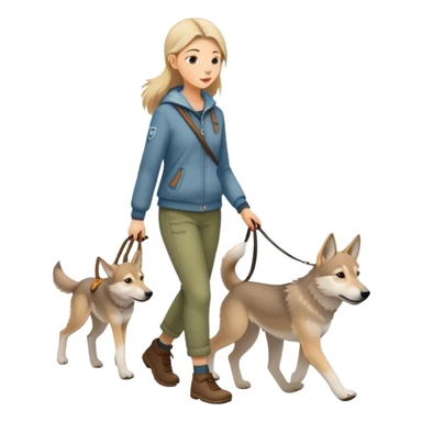 A girl walks a Czechoslovakian Wolfdog sticker