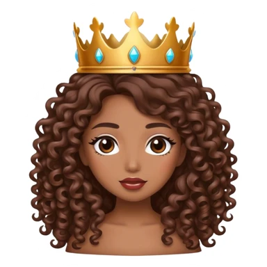 Brown girl diva long curly hair with crown sticker