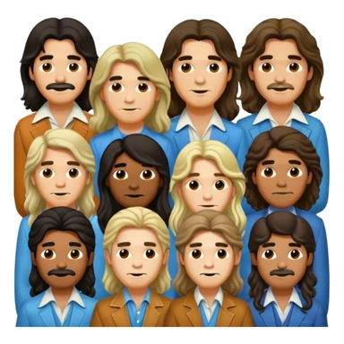 70s 80s men with long hair style  sticker