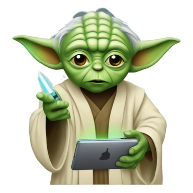 yoda using technology sticker