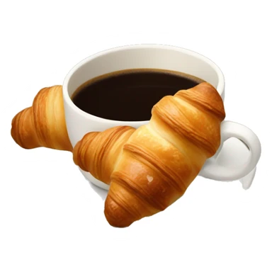 two croissants tied with a white bow, which lie on a cup of coffee from Starbucks sticker