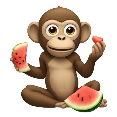Monkey eating chicken and watermelon  sticker