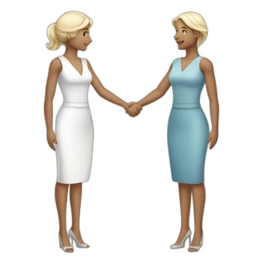 two greek white business women with different hair colors from each other shaking hands full bodies sticker