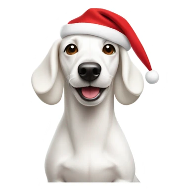 White sausage dog in Santa hat  sticker