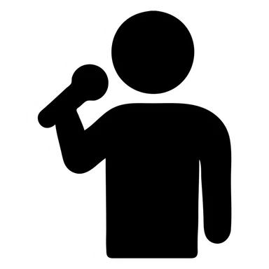 Man holding a microphone, speaking or singing sticker