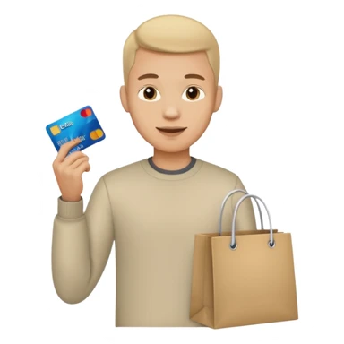 emoji of a man with a credit card and a shopping bag sticker