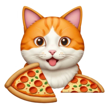 cat eating a pizza sticker