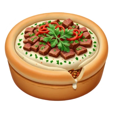 open meat esfirra with lightly toasted dough, meat filling with onion and parsley sticker