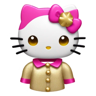 Hello kitty with pink and gold stiletto nails ￼￼ sticker