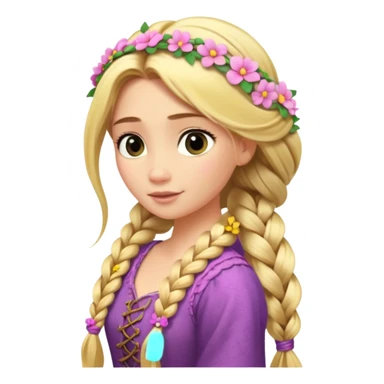 Rapunzels braided hair with flowers in braid sticker