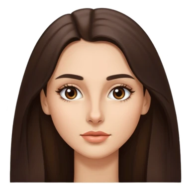 a brunette with thin nose almost sharp jaw line perfect eye brows and long hair slightly wheatish tone sticker