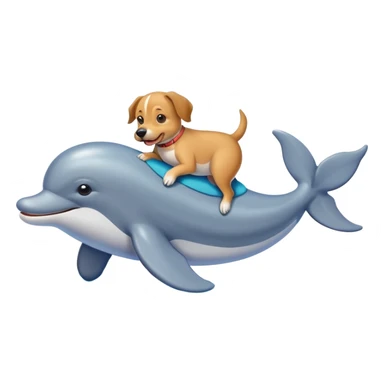 dog riding a dolphin sticker