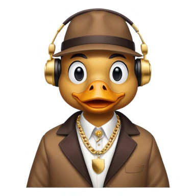 A gangster duck listening to rap music sticker