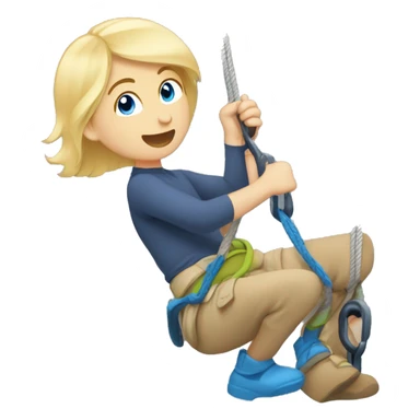 Blonde hair blue eyed boy climbing with a mixed girl belaying him sticker
