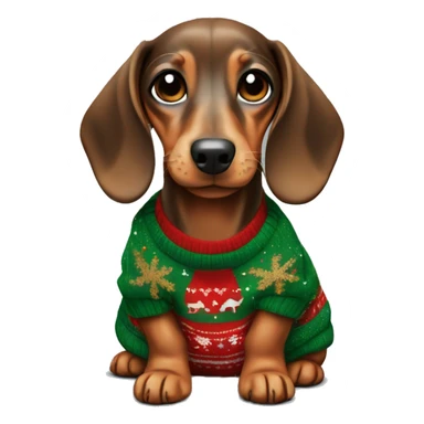 Dachshund puppy with a Christmas pullover  sticker