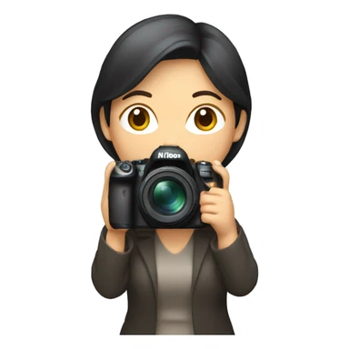 asian woman holding a nikkon camera sticker