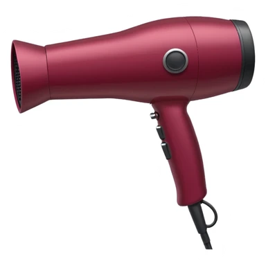 burgundy blow dryer covered in ges sticker