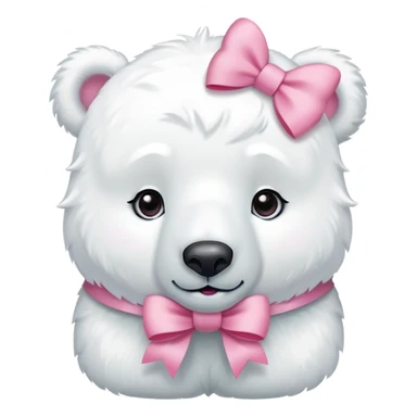 White polar bear with bows on ears sticker