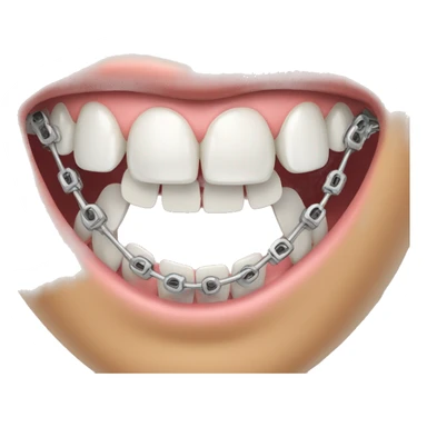 metal braces ontop of white teeth smiling sticker