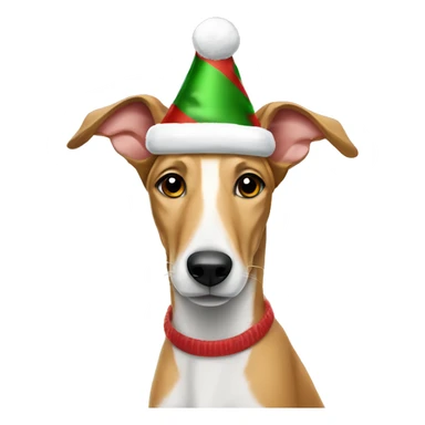 fawn tiger greyhound in a christmas hat sticker