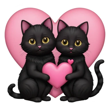 two black cats love, pink heart sticker