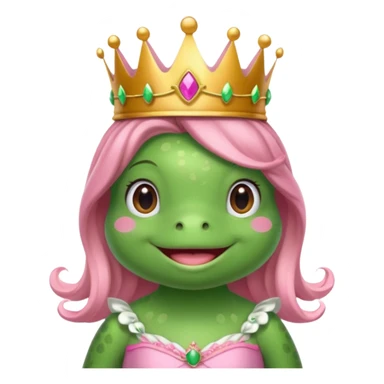frog with with a crown pink bow and pink princess dress sticker