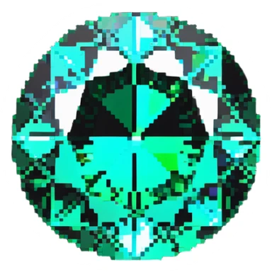 round cut emerald gemstone with vibrant green color and holographic sparkle effect sticker