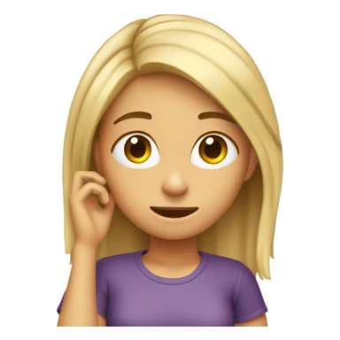 Girl pulling hair behind her ear sticker