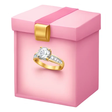 Gold diamond ring in light pink box sticker