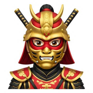Samurai with black red and gold armor and they have a detailed mask covering their mouth sticker