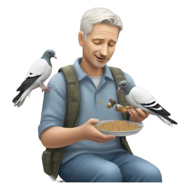 white man feeding pigeons sticker